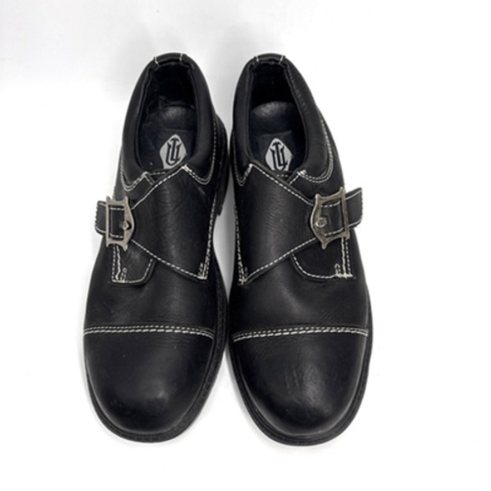 London Underground Bowler Monk Strap Shoes US 11 Black Leather Alien Chunky Goth
